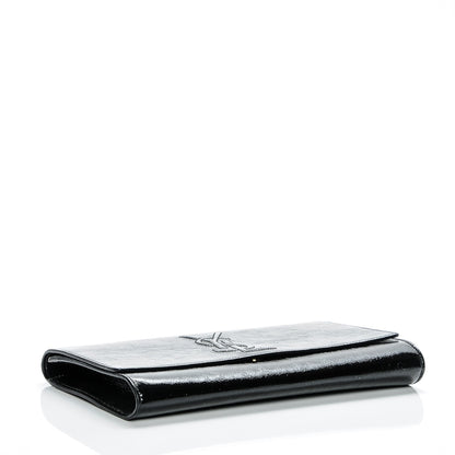 Saint Laurent Textured Patent Monogram Large Belle De Jour Clutch Black 4 of 7