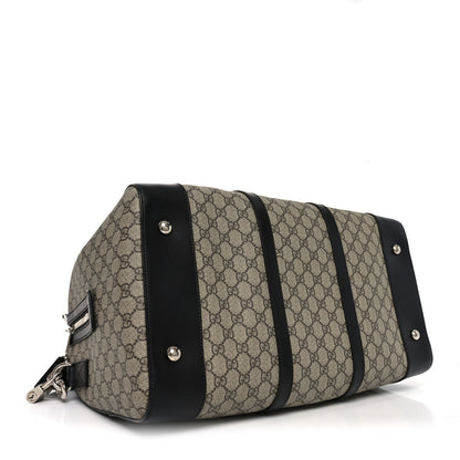 Gucci GG Supreme Monogram Selleria Calfskin Medium Duffle Beige Ebony Black 3 of 10