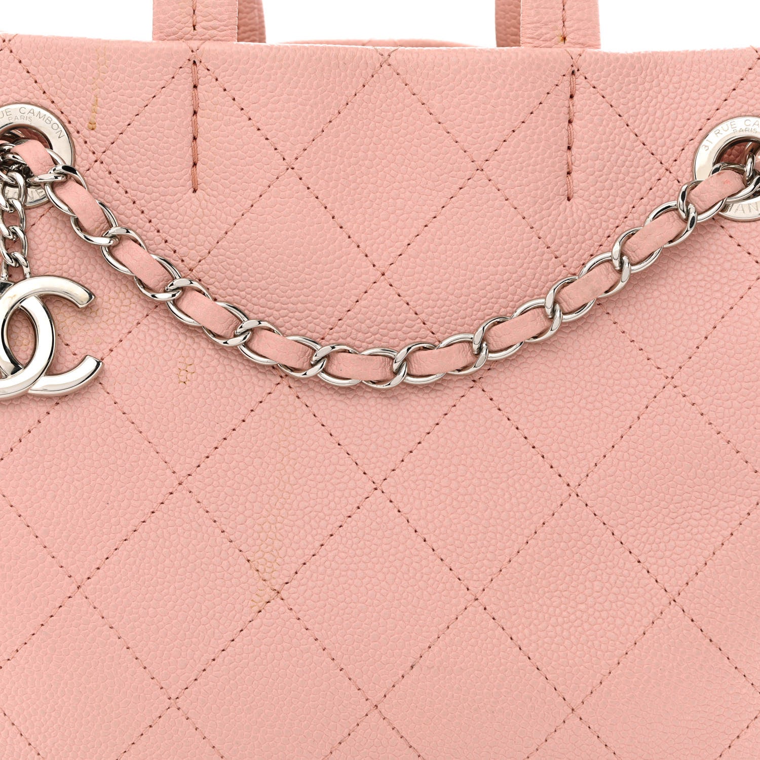 Chanel Grained Calfskin CC Pocket Tote Pink 9 of 12