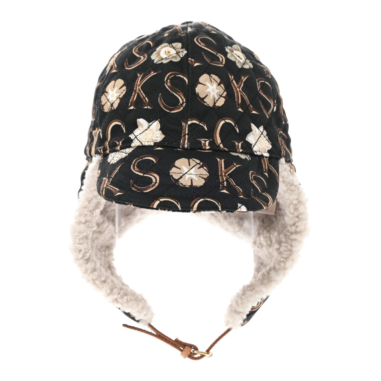 X KEN SCOTT Canvas Shearling Floral Print Cap Hat L Multicolor