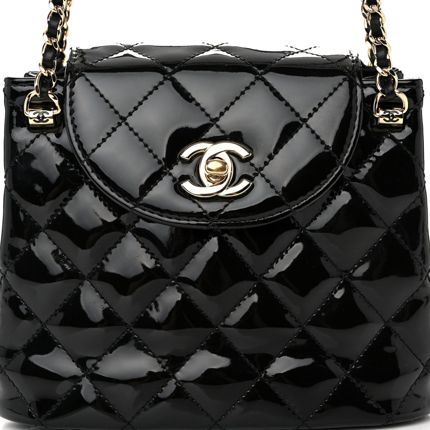 Chanel Patent Quilted Shiny Coco Small Flap Hobo Black 8 of 10