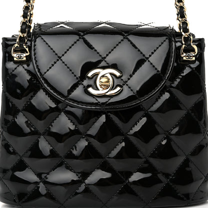 Chanel Patent Quilted Shiny Coco Small Flap Hobo Black 8 of 10