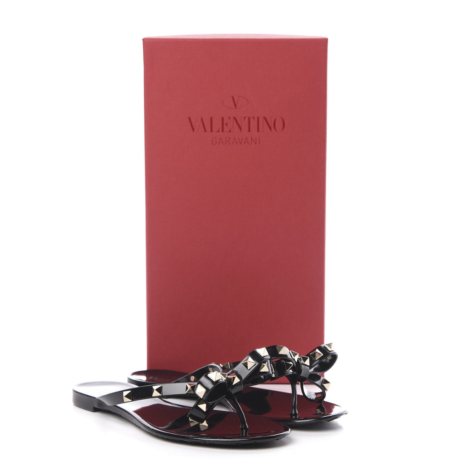 Valentino Garavani PVC Jelly Rockstud Bow Thong Sandals 35 Black 8 of 8