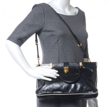 Prada Vitello Shine Borsa Cerniera Black Talco 2 of 11