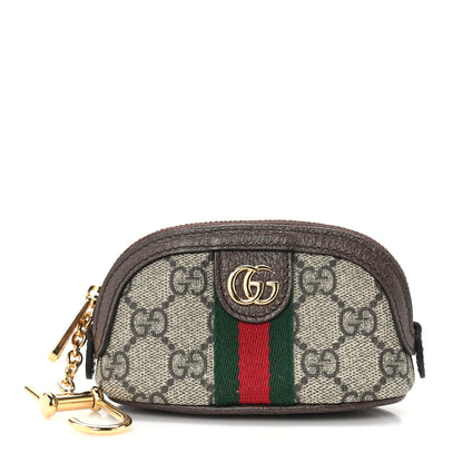Gucci GG Supreme Monogram Web Ophidia Dome Key Pouch Beige New Acero 1 of 7
