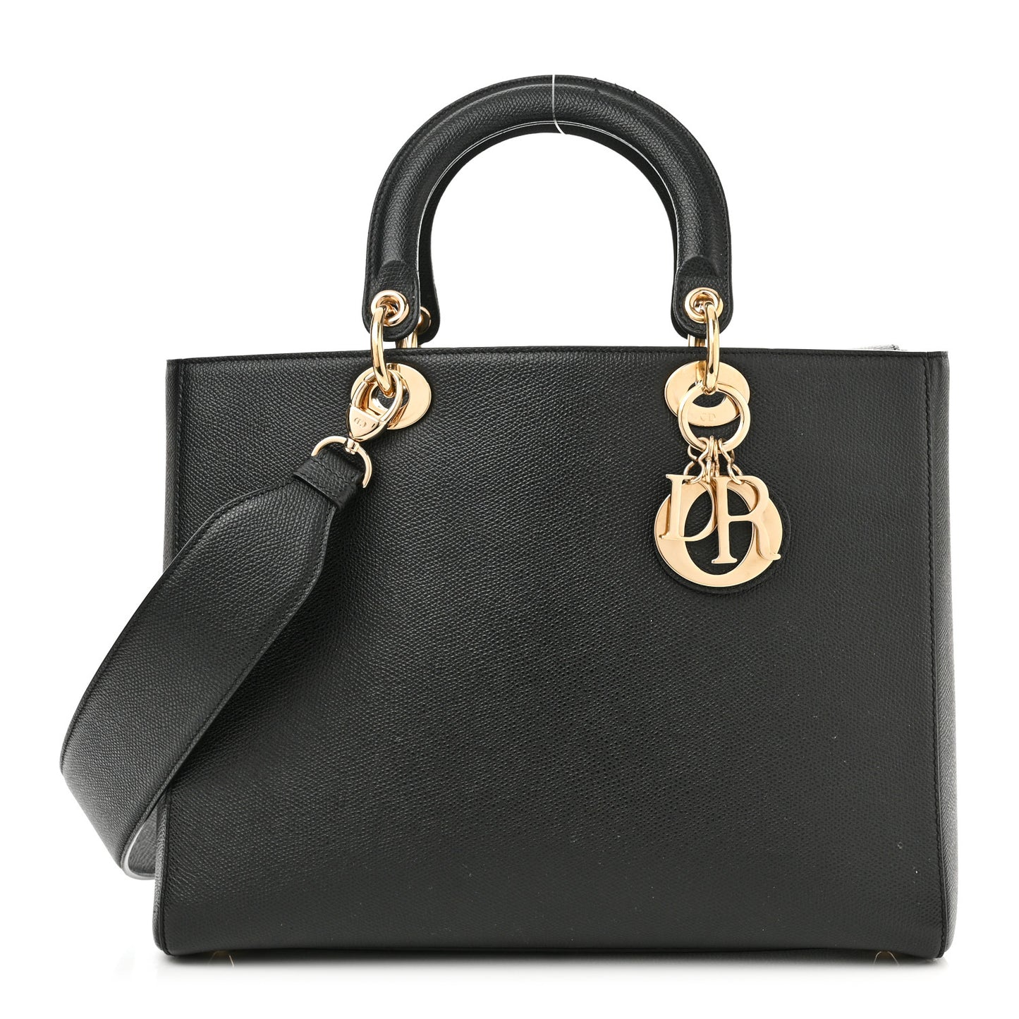 Grained Calfskin Large Lady Dior Black