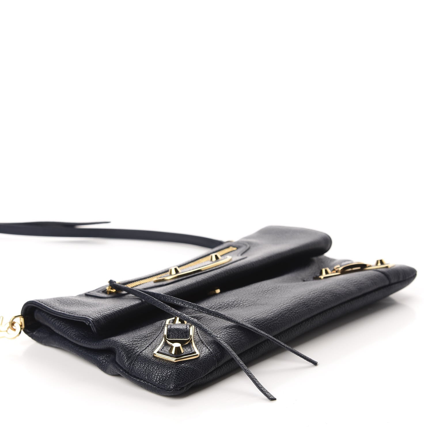 Balenciaga Chevre Gold Metallic Edge Hardware Envelope Clutch Bleu Nuit 5 of 11