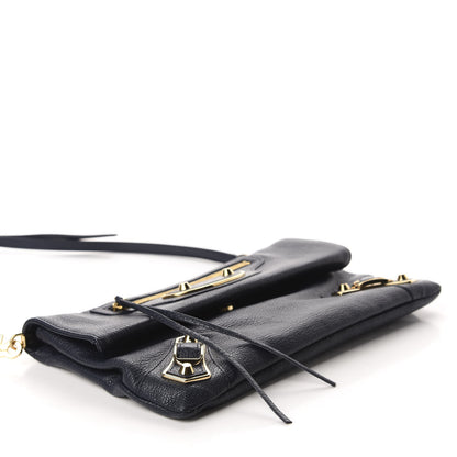 Balenciaga Chevre Gold Metallic Edge Hardware Envelope Clutch Bleu Nuit 5 of 11
