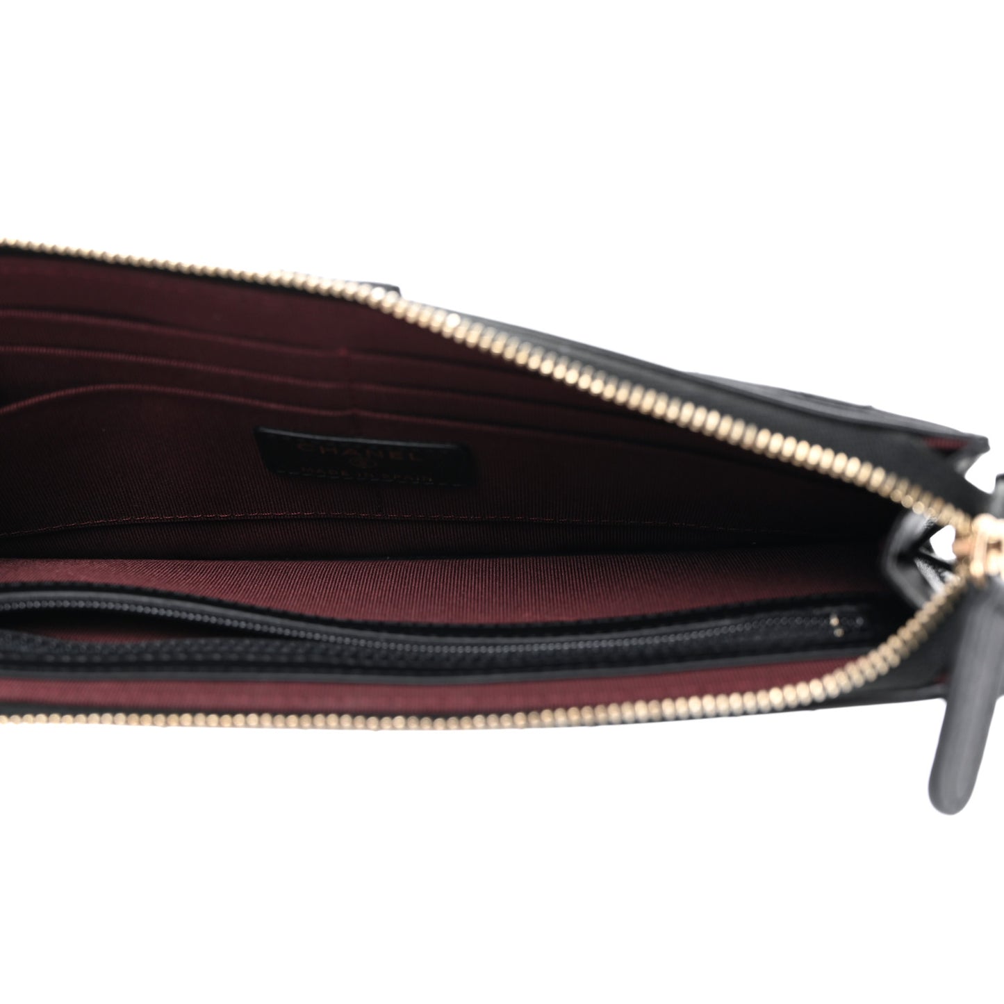 Lambskin Quilted Classic Pouch With Handle Black