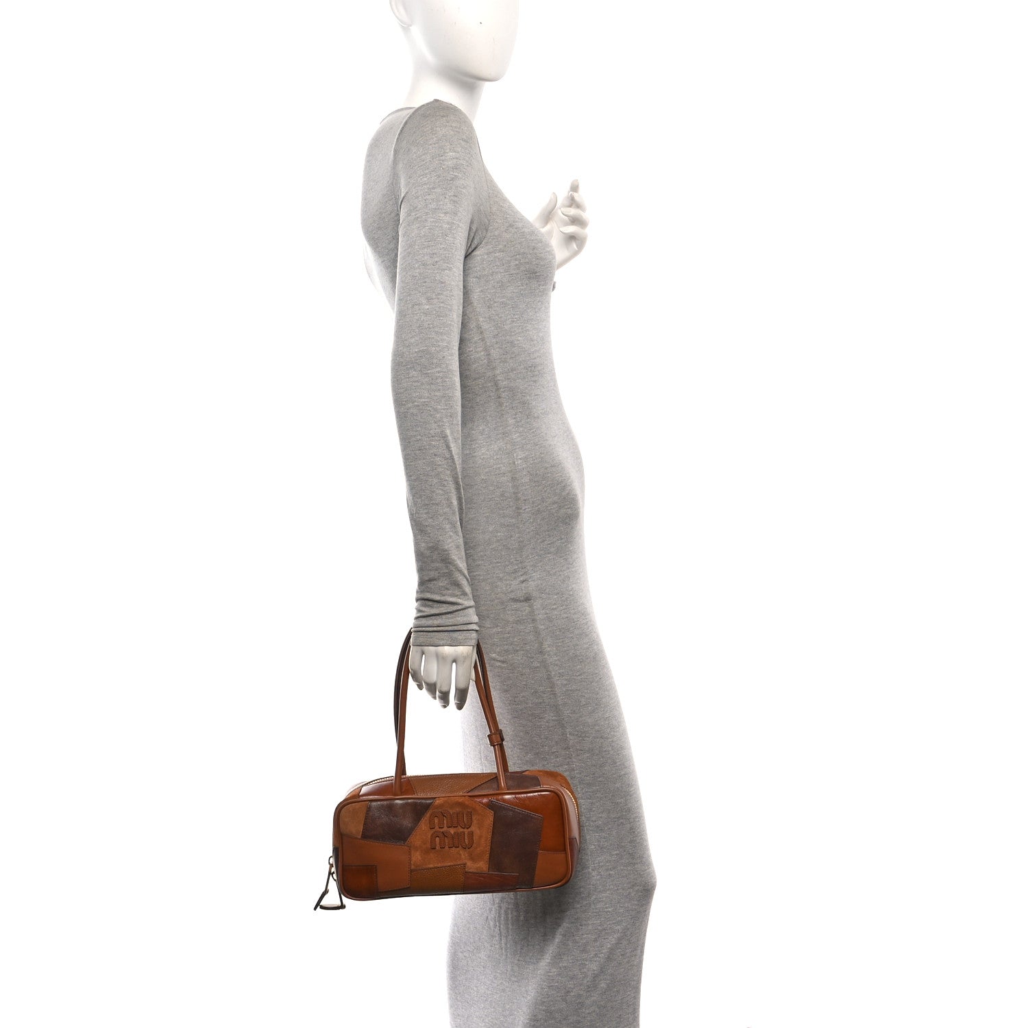 Miu Miu Nappa Patchwork Small Beau Top Handle Bag Cognac 2 of 9