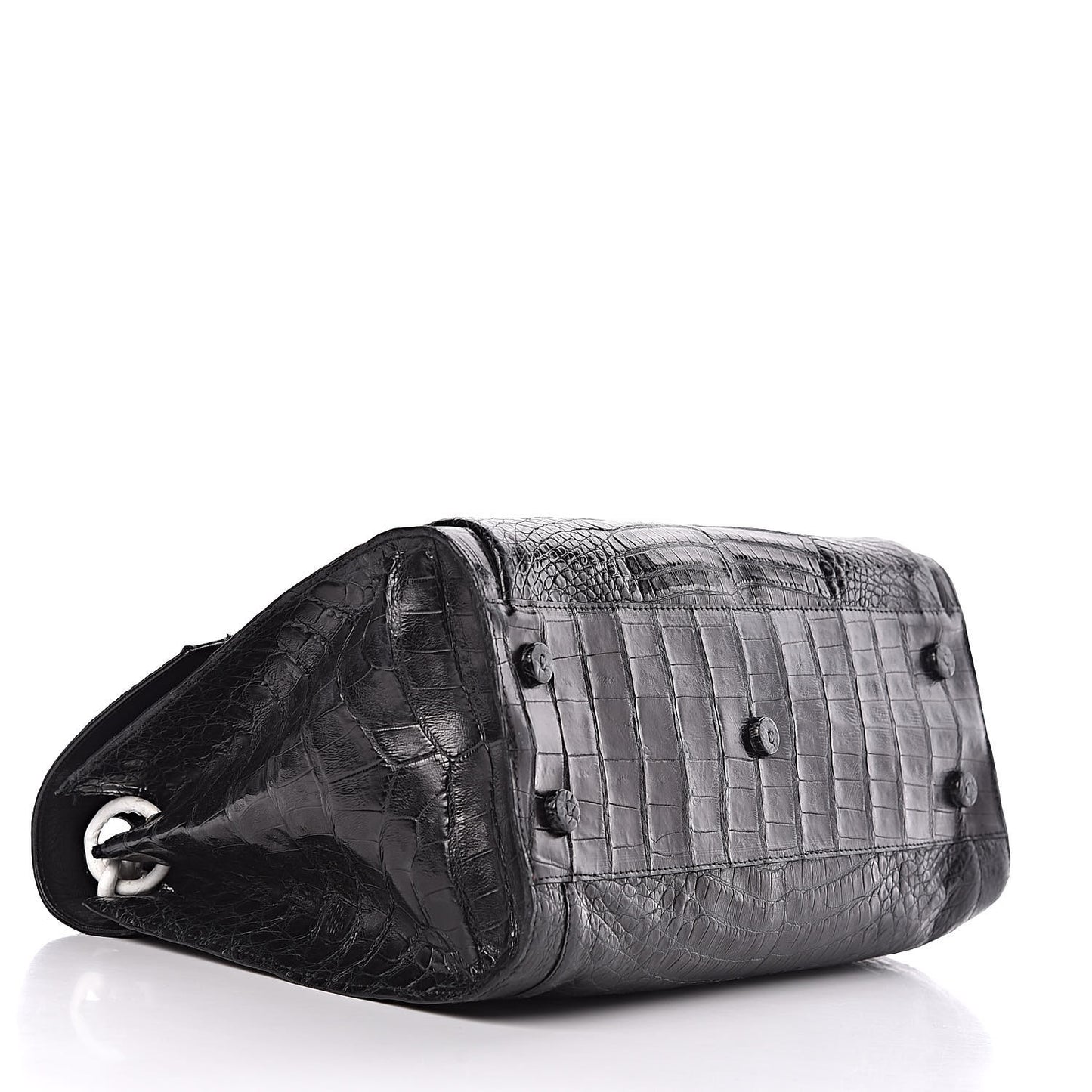 Crocodile Chain Flap Bag Black