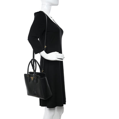 Prada Saffiano Soft Calfskin Small Zippered Tote Black 2 of 9