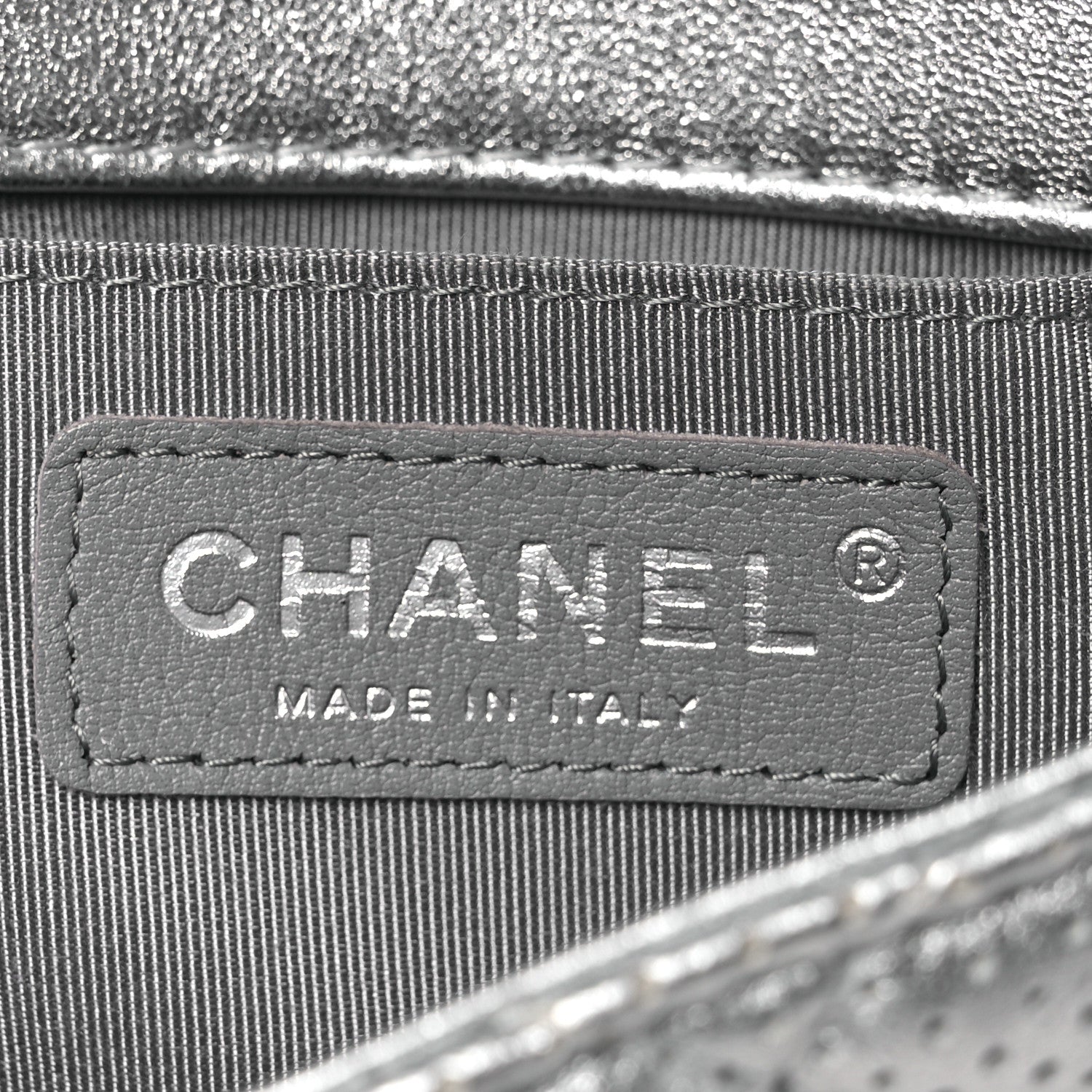 Chanel Metallic Lambskin Perforated Mini Rectangular Flap Silver 6 of 12