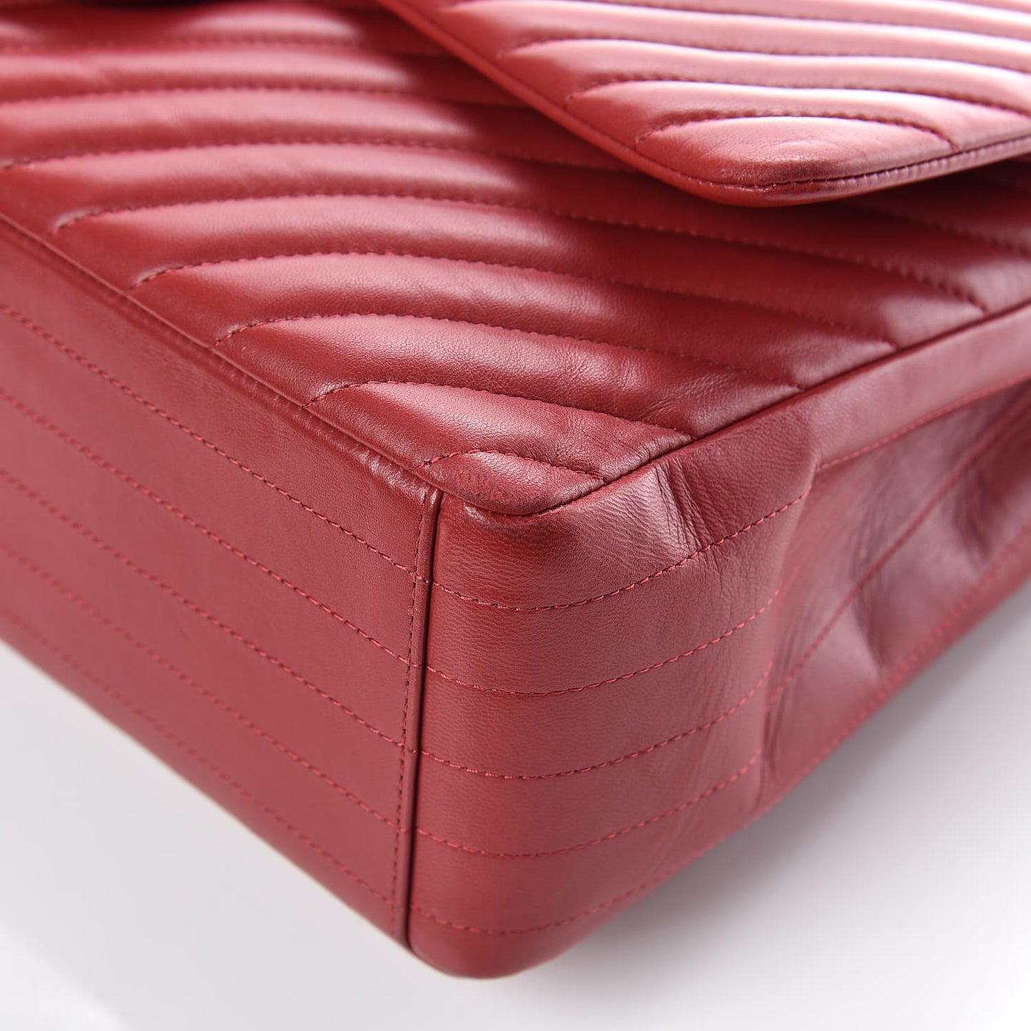 Lambskin Chevron Quilted Maxi Double Flap Red