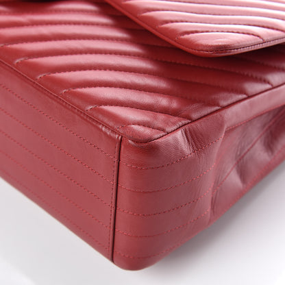Chanel Lambskin Chevron Quilted Maxi Double Flap Red 17 of 26