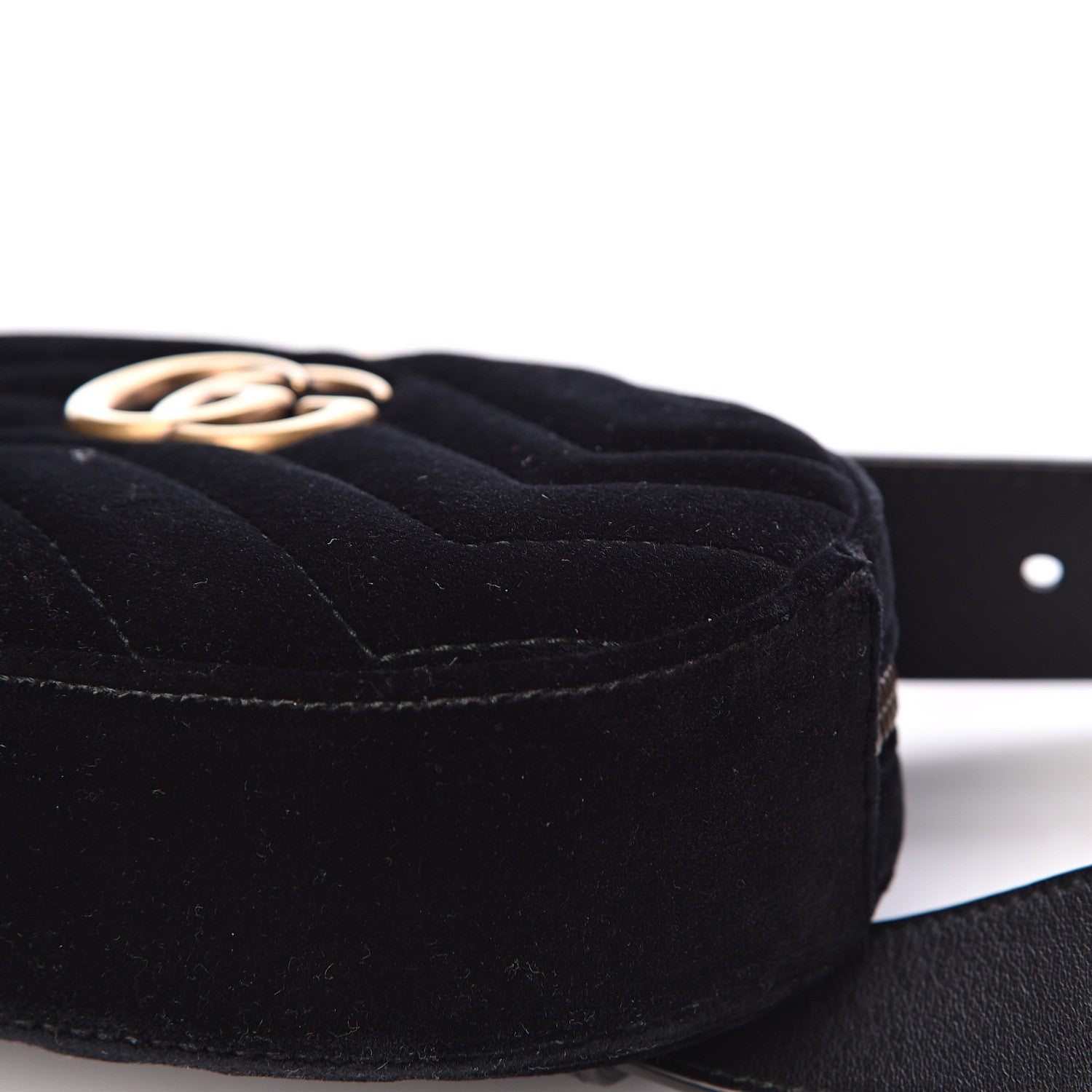 Gucci Velvet Matelasse GG Marmont Belt Bag 85 34 Black 10 of 11