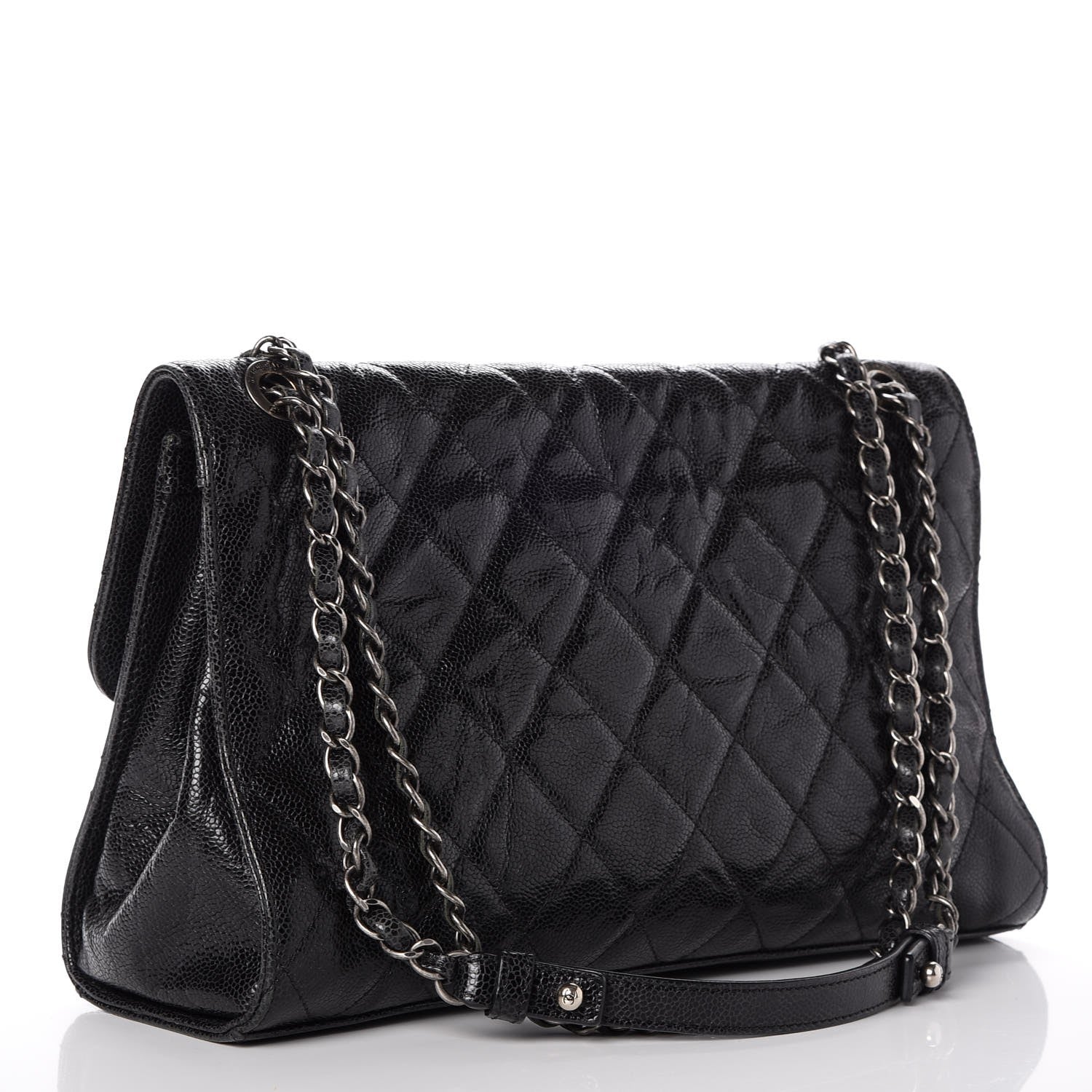 Chanel Crumpled Grained Calfskin Jumbo CC Crave Flap Black 3 of 9