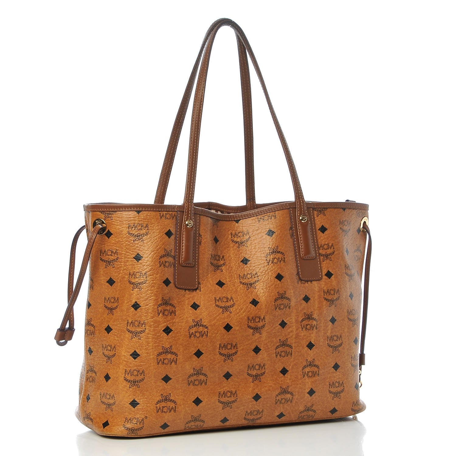 MCM Visetos Medium Liz Reversible Shopper Tote Cognac 5 of 19