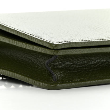 Gucci Dollar Calfskin Enamel Monochrome Mini GG Marmont Chain Wallet Military Wood 8 of 11