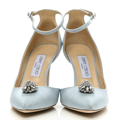 Jimmy Choo Moire Fabric Crystal Lucy 85 Pumps 39.5 Something Blue 2 of 7