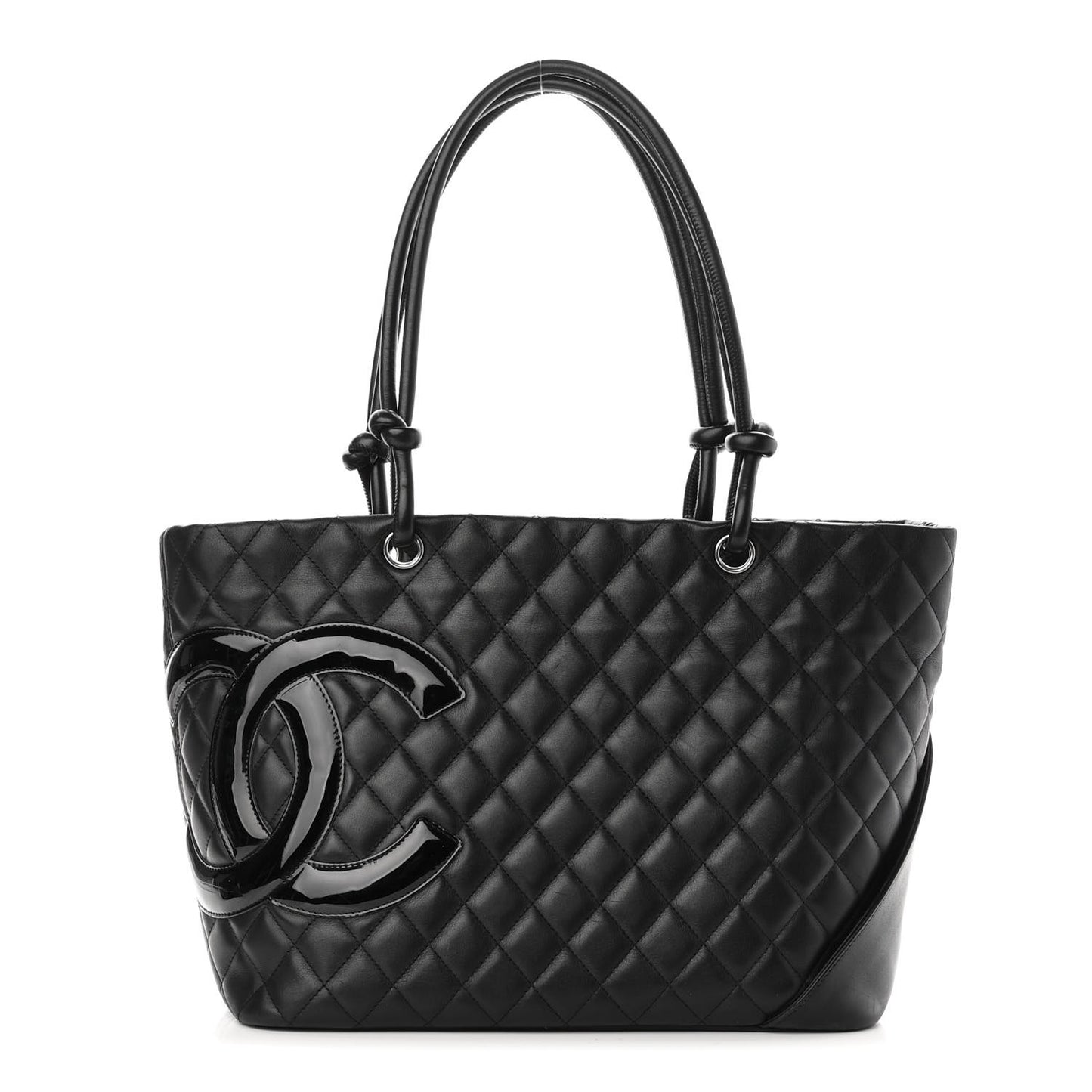 Calfskin Quilted Large Cambon Tote Black