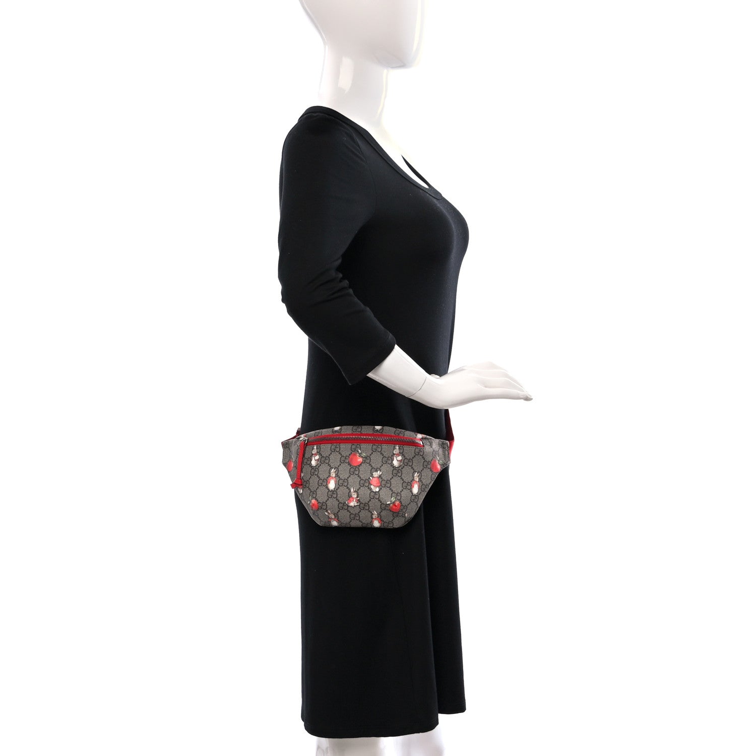 Gucci X PETER RABBIT GG Supreme Monogram Rabbit Print Childrens Belt Bag Beige Ebony Red 2 of 10