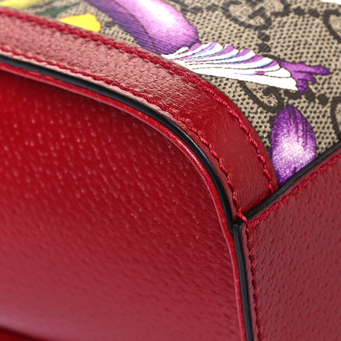 GG Supreme Monogram Flora Web Small Ophidia Tote Bag Red