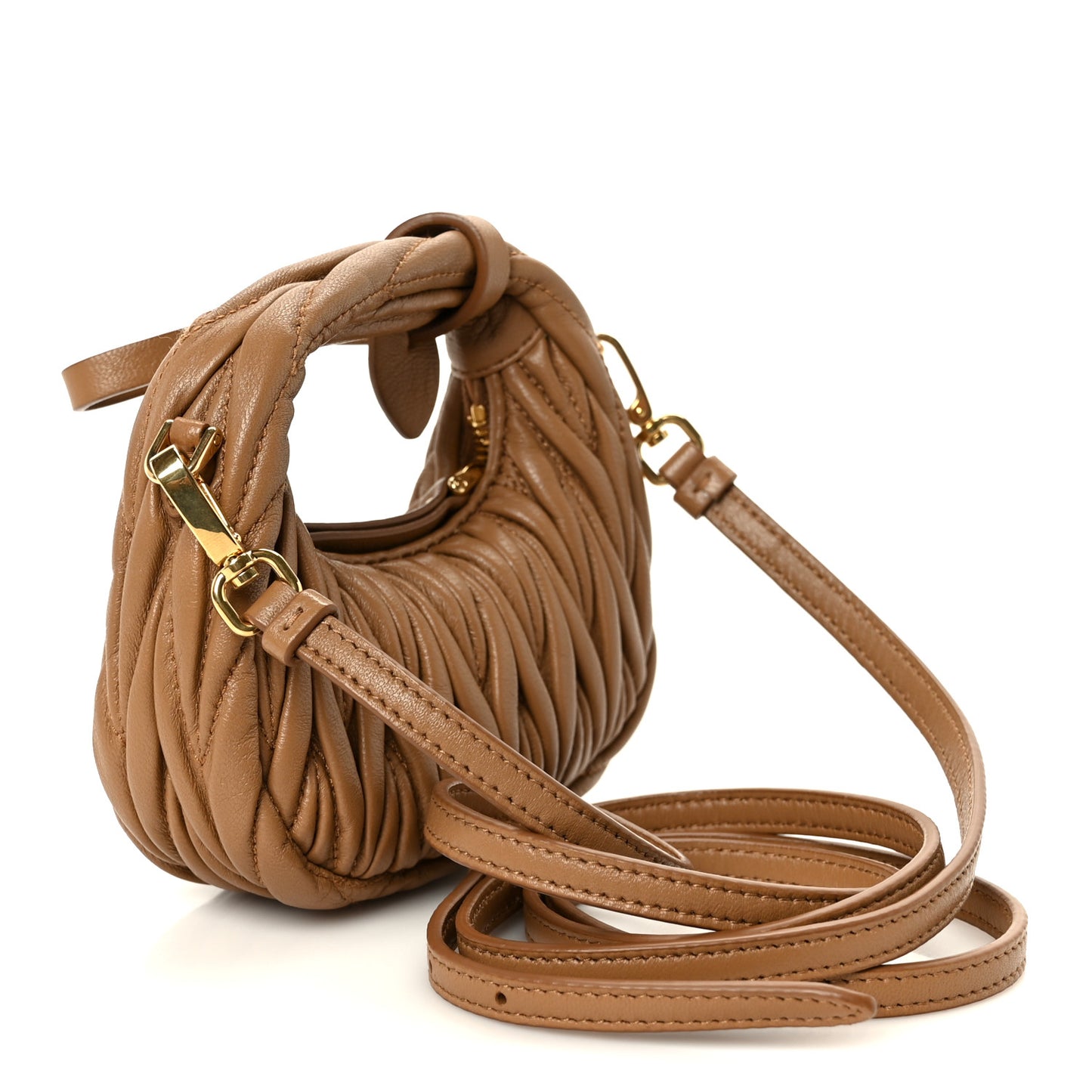 Nappa Matelasse Micro Wander Hobo Caramel