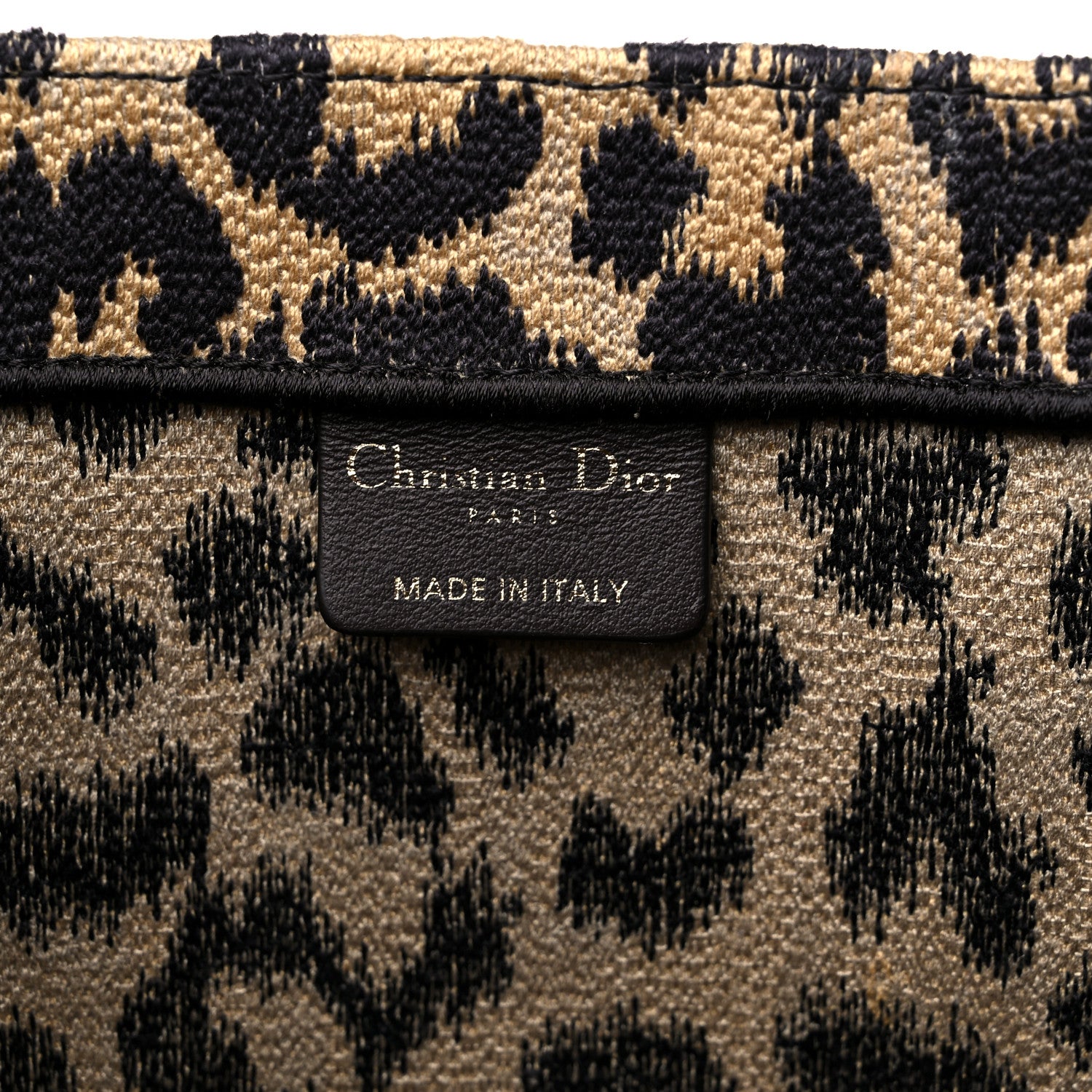 Christian Dior Canvas Mizza Embroidered Large Leopard Book Tote Beige 6 of 10