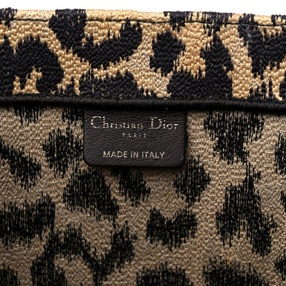 Christian Dior Canvas Mizza Embroidered Large Leopard Book Tote Beige 6 of 10