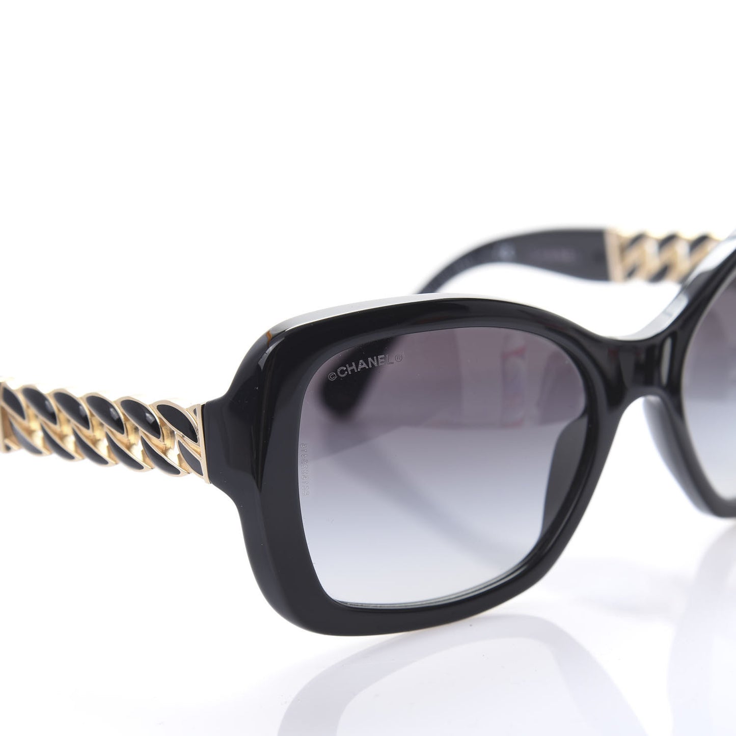 Acetate Metal Chain Square Sunglasses 5305 Black