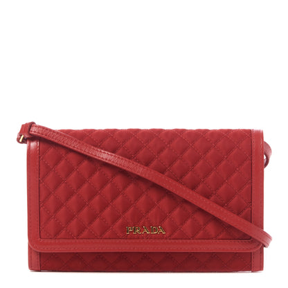 Prada Tessuto Quilted Mini Crossbody Wallet Fuoco 1 of 9