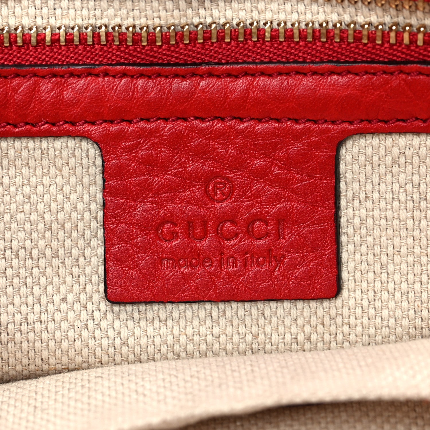 Gucci Pebbled Calfskin Medium Soho Flap Crossbody Tabasco Red 6 of 8