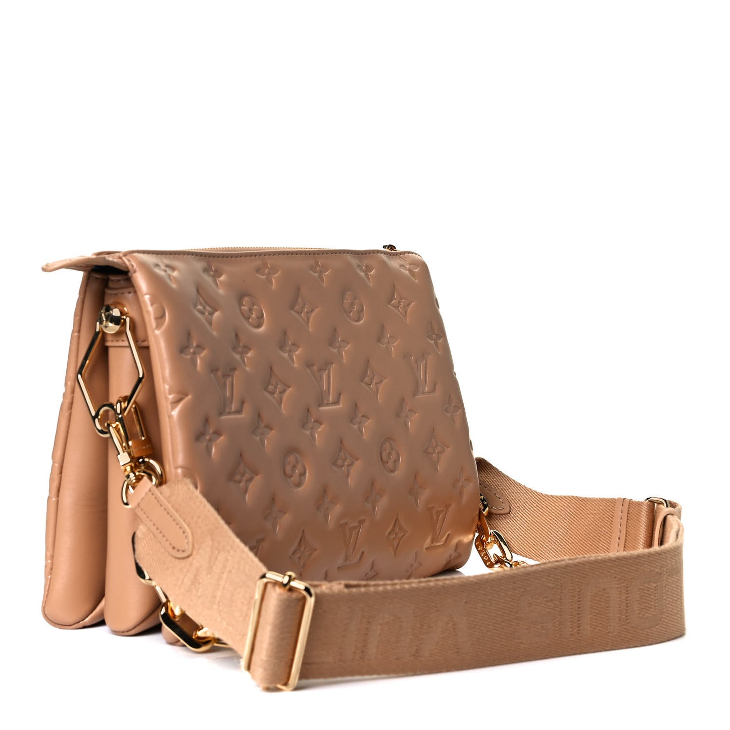 Lambskin Embossed Monogram Coussin PM Camel