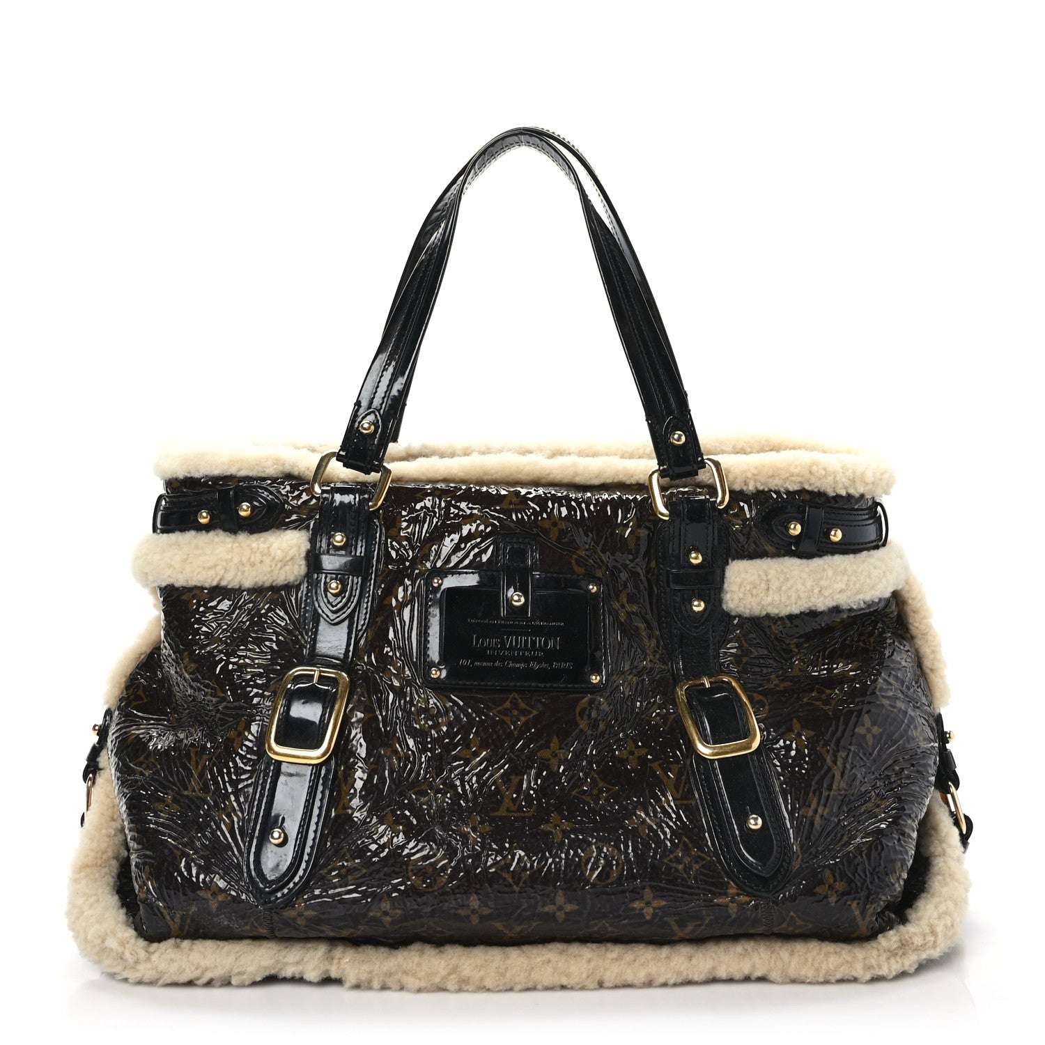 Louis Vuitton Patent Monogram Shearling Sac Thunder 1 of 12
