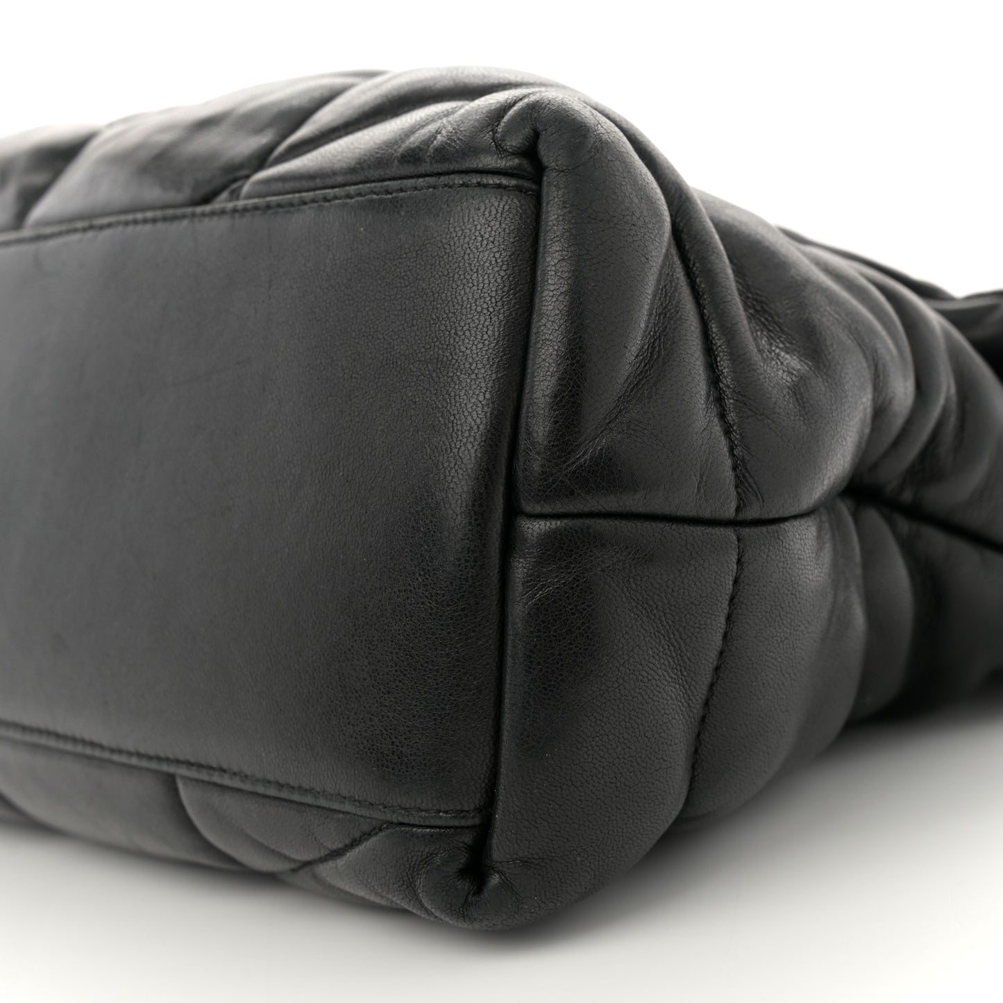 Lambskin Quilted Monogram Monochrome Medium Loulou Puffer Chain Satchel Black