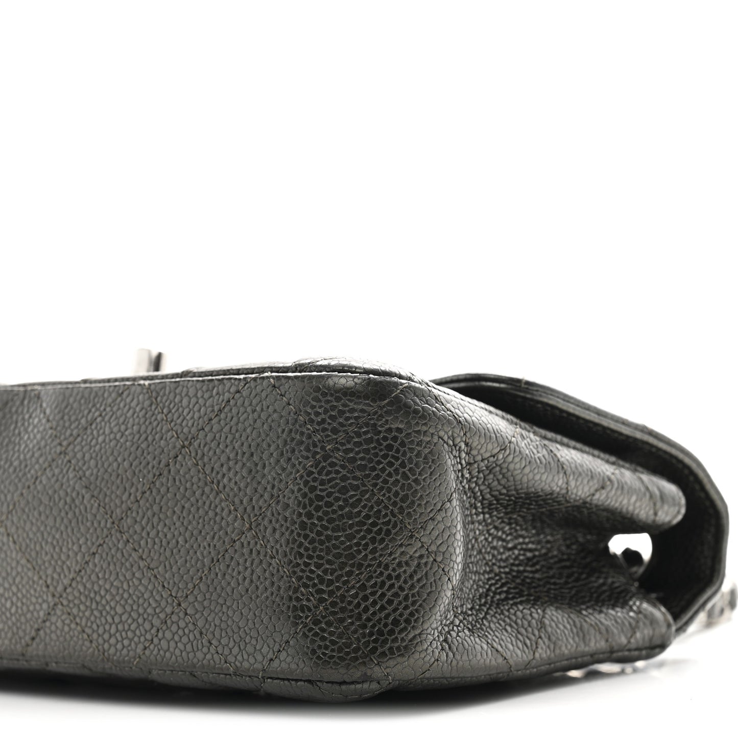 Metallic Caviar Quilted Mini Rectangular Flap Dark Grey
