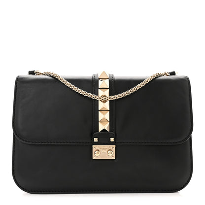 Valentino Garavani Vitello Large Glam Lock Rockstud Flap Black 1 of 9