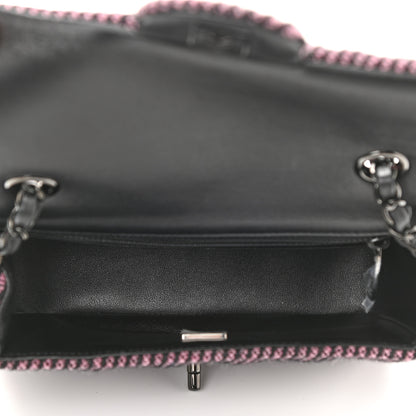 Chanel Wool Tweed Quilted Mini Rectangular Flap Pink Black 5 of 10
