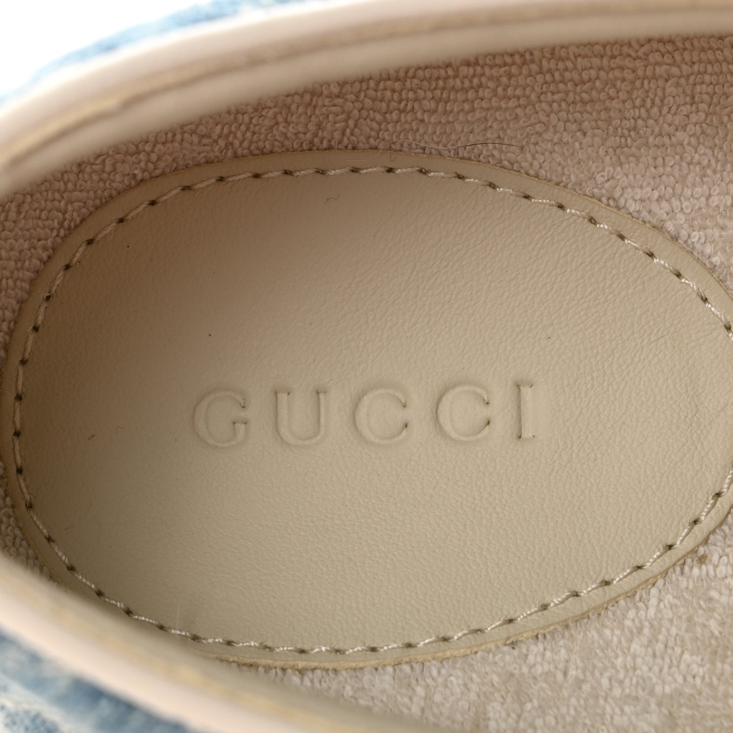 GG Denim Monogram Womens Slip On Sneakers 37 Light Blue Royale