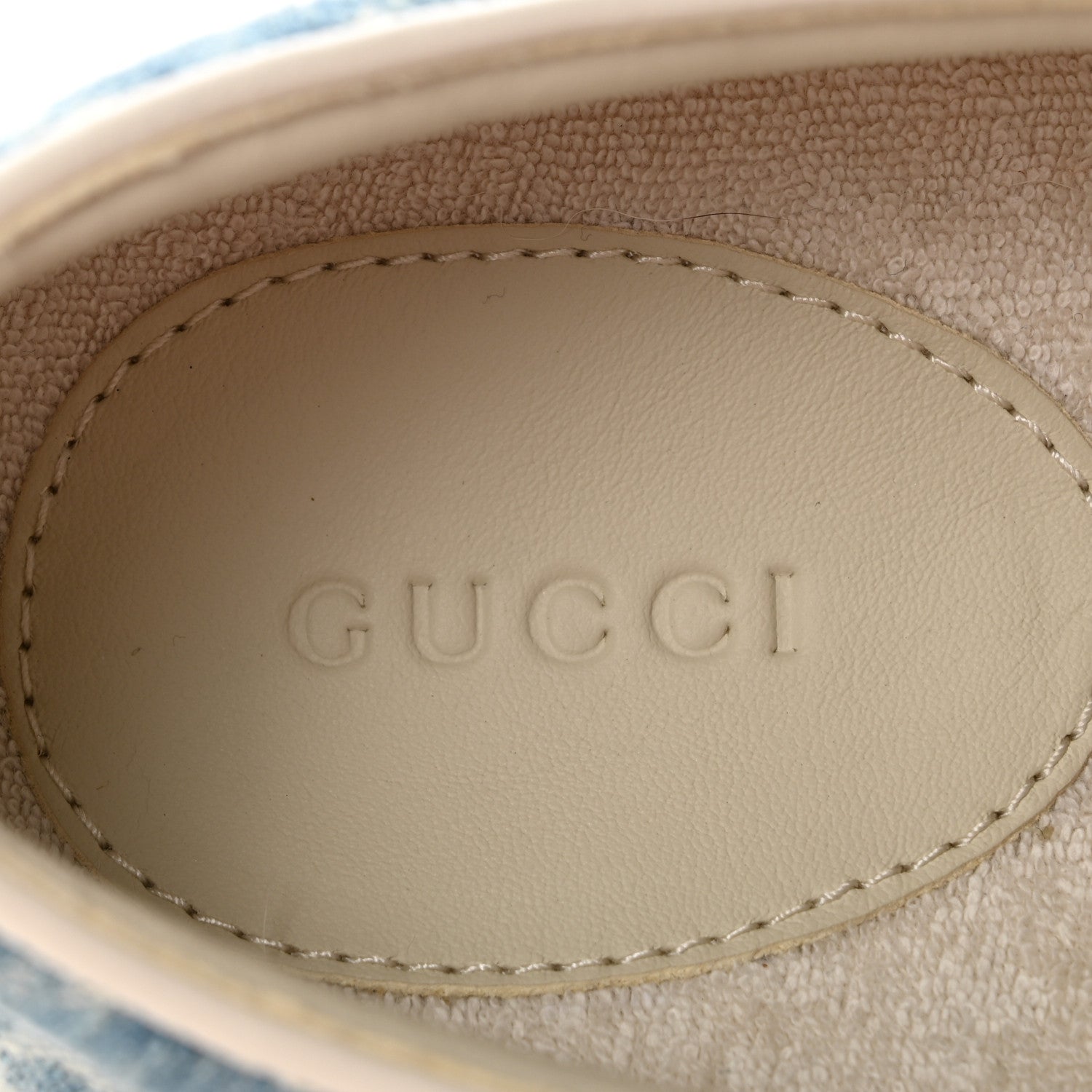 Gucci GG Denim Monogram Womens Slip On Sneakers 37 Light Blue Royale 8 of 10