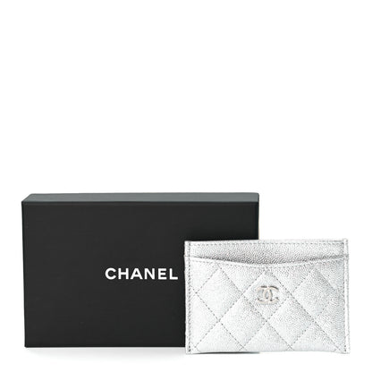 Chanel Glittered Metallic Caviar Quilted Card Holder Silver 8 of 8