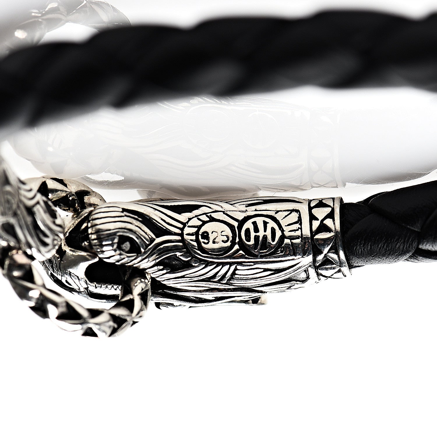 John Hardy Sterling Silver Leather Naga Dragon Legend Bracelet Black 3 of 3