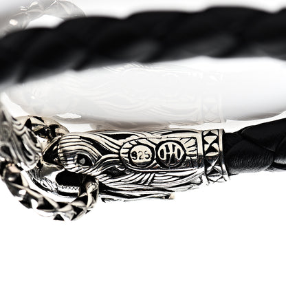 John Hardy Sterling Silver Leather Naga Dragon Legend Bracelet Black 3 of 3
