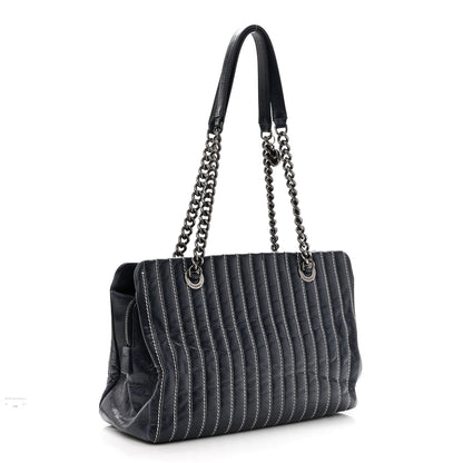 Chanel Lambskin Vertical Quilted Tote Navy 3 of 10