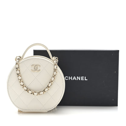 Chanel Caviar Quilted Round Handle With Care Vanity With Chain White 12 of 12