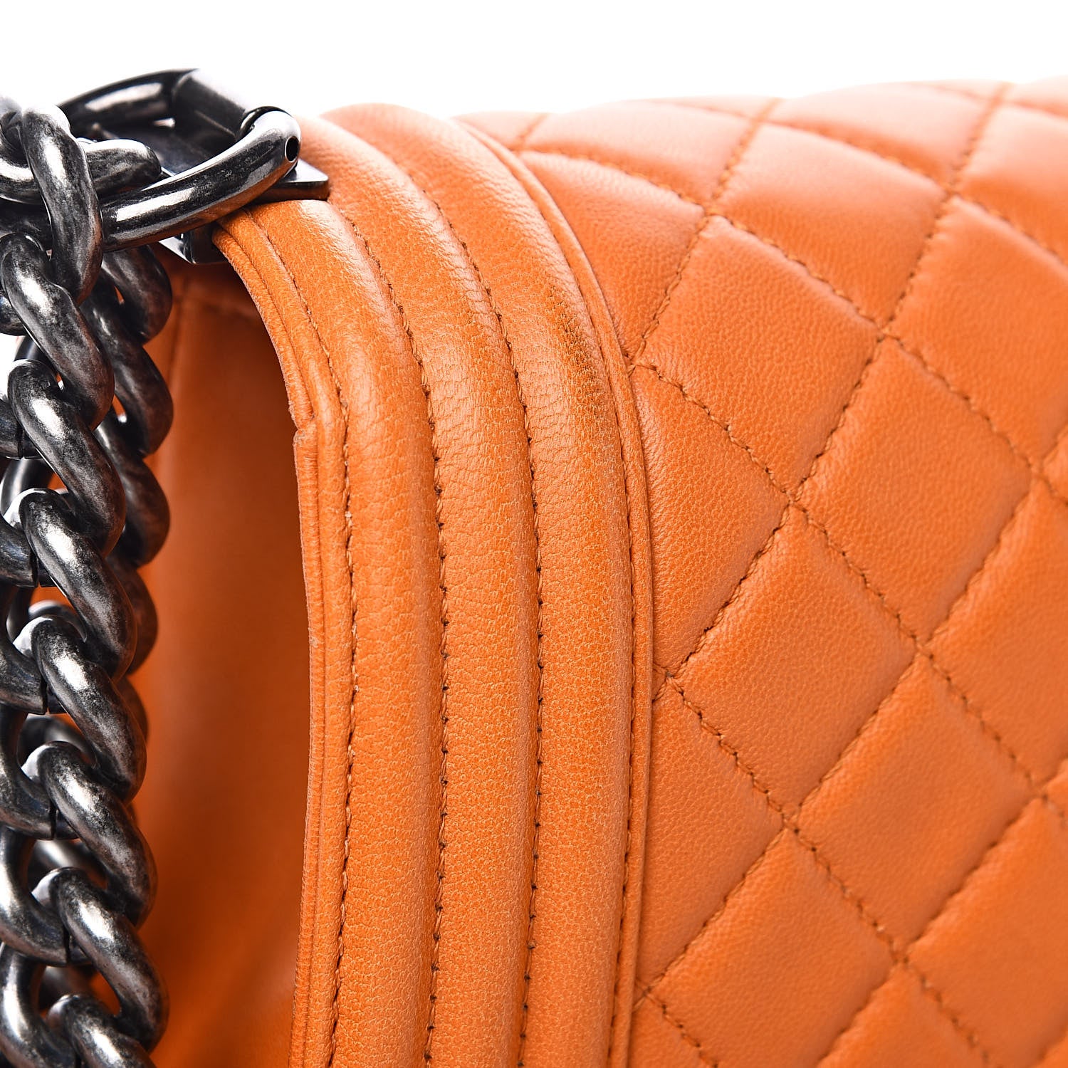 Chanel Lambskin Quilted Medium Boy Flap Orange 11 of 16