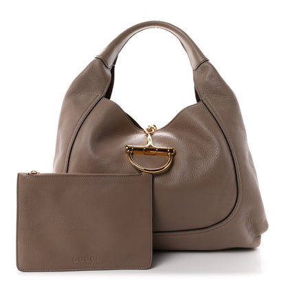 Gucci Grained Calfskin Softbit Maxi Shoulder Bag Taupe 3 of 11