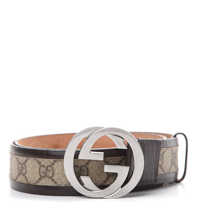 Gucci GG Supreme Monogram Niagara Lux Calfskin Interlocking G 40mm Belt 90 36 Beige Ebony Cocoa 1 of 9