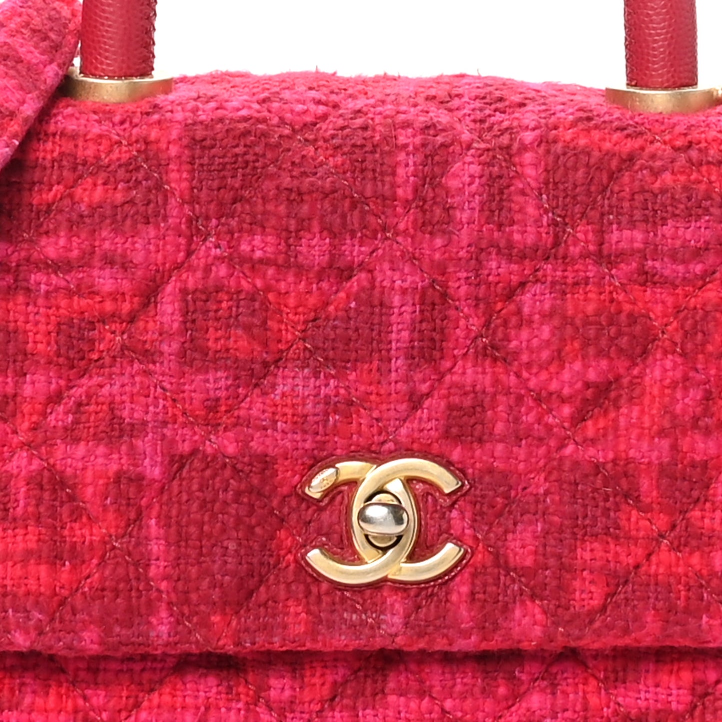 Tweed Mini Coco Handle Flap Fuchsia